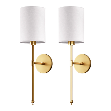WIRELESS CYLINDRICAL WALL SCONCES (SET OF 2) Including Lightbulbs